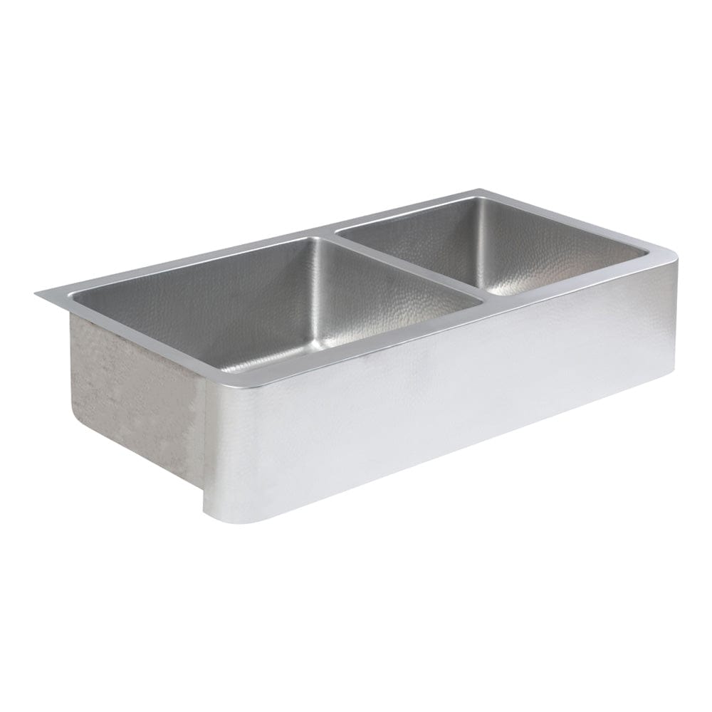 42" Glenway 60/40 Double-Bowl Stainless Steel Farmhouse Sink - Matte Hammered Steel