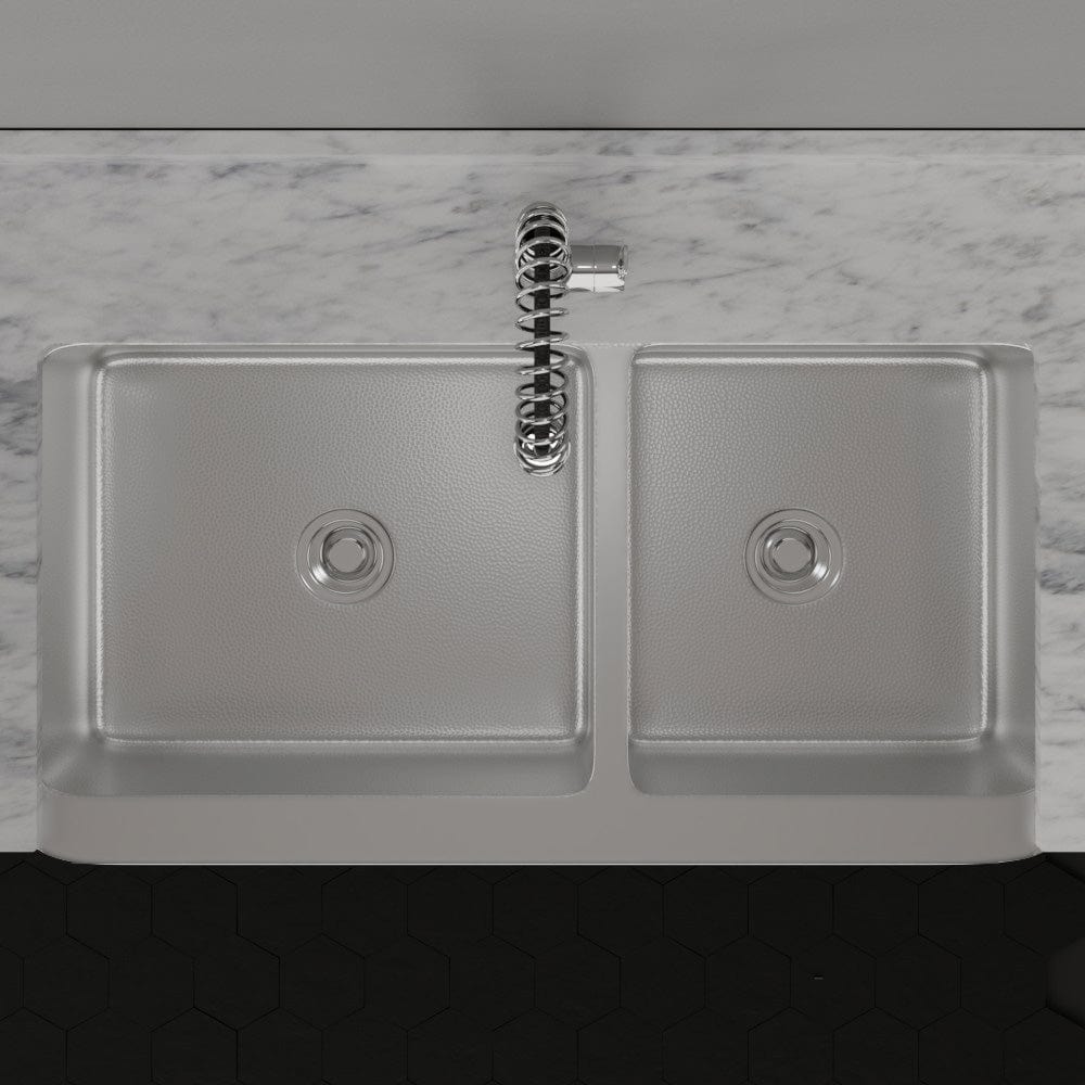 42" Glenway 60/40 Double-Bowl Stainless Steel Farmhouse Sink - Matte Hammered Steel