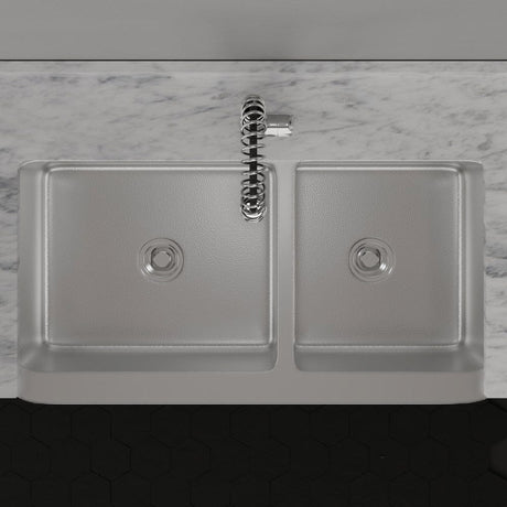42" Glenway 60/40 Double-Bowl Stainless Steel Farmhouse Sink - Matte Hammered Steel