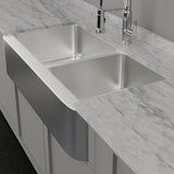 42" Glenway 60/40 Double-Bowl Stainless Steel Farmhouse Sink - Matte Hammered Steel