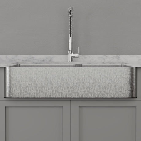 42" Glenway 60/40 Double-Bowl Stainless Steel Farmhouse Sink - Matte Hammered Steel