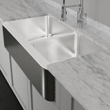 42" Talbert 60/40 Double-Bowl Stainless Steel Farmhouse Sink - Polished Hammered Steel