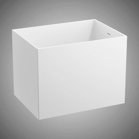 43" Haru Solid Surface Stone Resin Japanese Rectangular Soaking Bathtub with Integral Seat