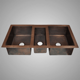 45" Buenavista Hammered Copper Triple-Bowl Drop-In Kitchen Sink