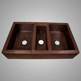 45" Gelsorp Hammered Copper Triple-Bowl Farmhouse Sink - Extra-Wide