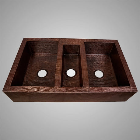 45" Gelsorp Hammered Copper Triple-Bowl Farmhouse Sink - Extra-Wide