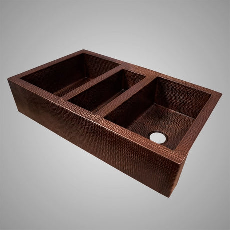 45" Gelsorp Hammered Copper Triple-Bowl Farmhouse Sink - Extra-Wide