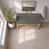 47" Thorold  Rectangular Cast Concrete Vessel Sink with Wood Stand - Dark Gray
