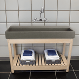 47" Thorold  Rectangular Cast Concrete Vessel Sink with Wood Stand - Dark Gray