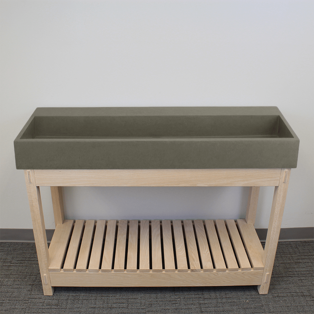 47" Thorold  Rectangular Cast Concrete Vessel Sink with Wood Stand - Dark Gray