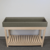 47" Thorold  Rectangular Cast Concrete Vessel Sink with Wood Stand - Dark Gray