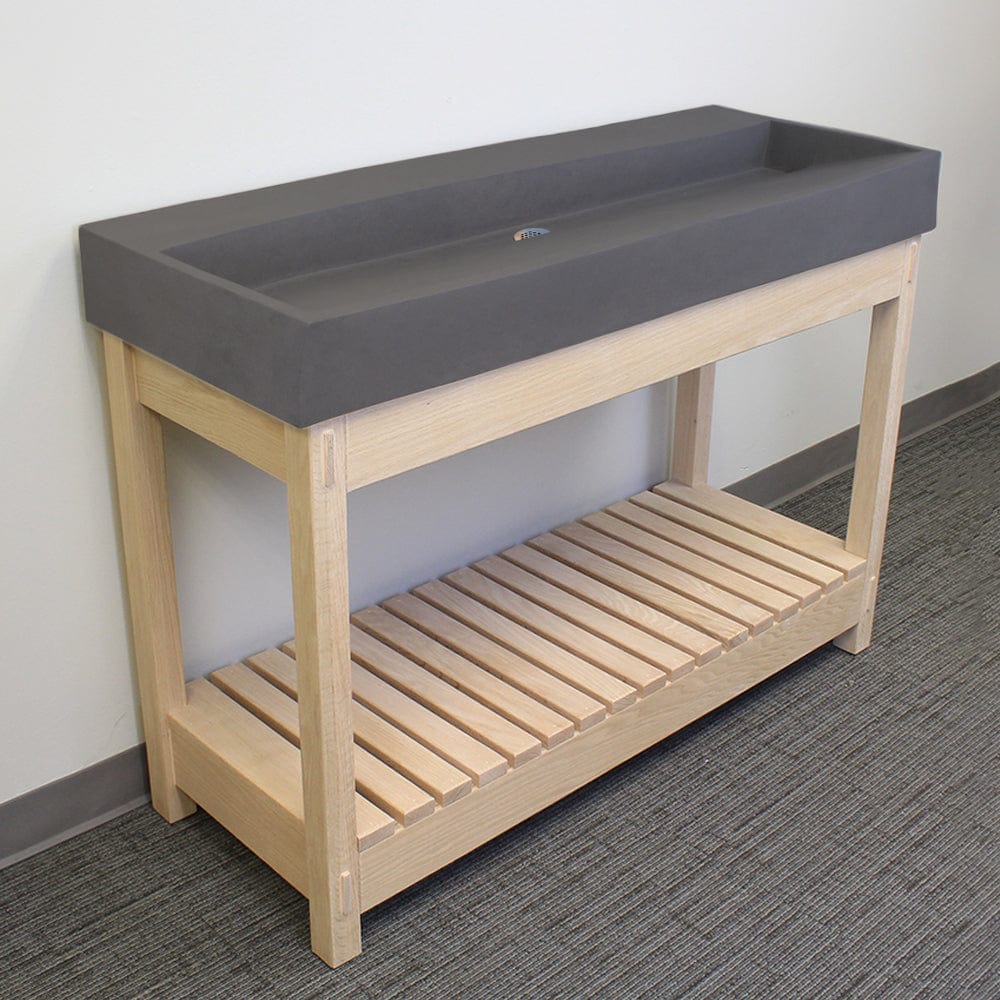 47" Thorold  Rectangular Cast Concrete Vessel Sink with Wood Stand - Dark Gray