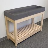 47" Thorold  Rectangular Cast Concrete Vessel Sink with Wood Stand - Dark Gray