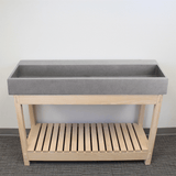 47" Thorold  Rectangular Cast Concrete Vessel Sink with Wood Stand - Light Gray