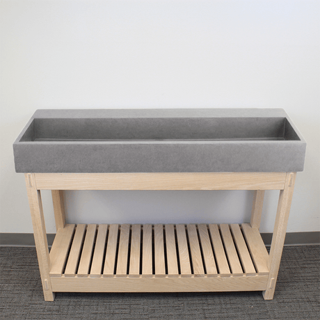 47" Thorold  Rectangular Cast Concrete Vessel Sink with Wood Stand - Light Gray