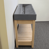 47" Thorold Rectangular Cast Concrete Vessel Sink with Wood Stand - Speckled Dark Gray Sandstone