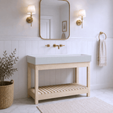 47" Thorold Rectangular Cast Concrete Vessel Sink with Wood Stand - White Sandstone