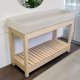 47" Thorold Rectangular Cast Concrete Vessel Sink with Wood Stand - White Sandstone