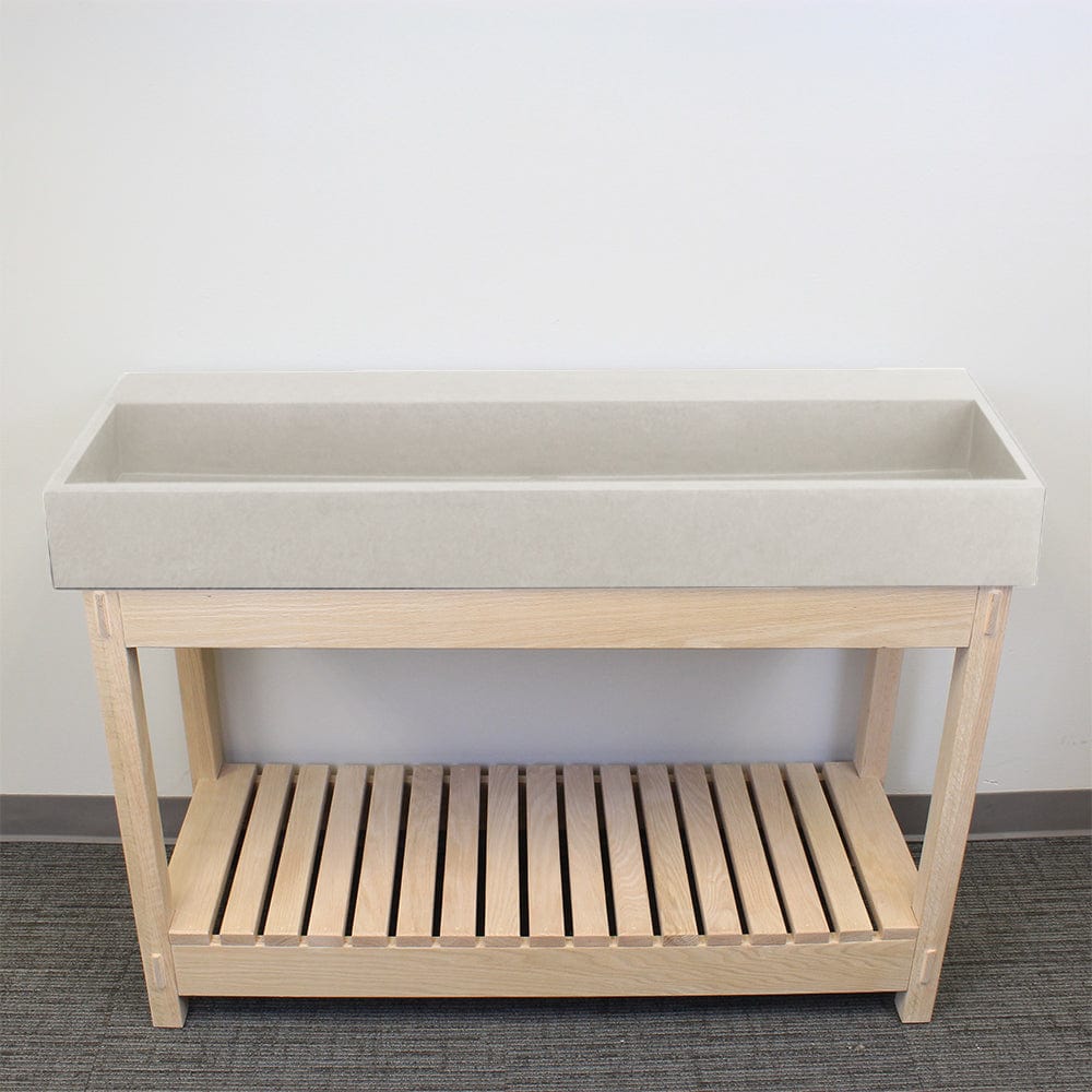 47" Thorold Rectangular Cast Concrete Vessel Sink with Wood Stand - White Sandstone