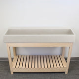 47" Thorold Rectangular Cast Concrete Vessel Sink with Wood Stand - White Sandstone