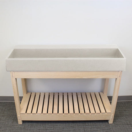 47" Thorold Rectangular Cast Concrete Vessel Sink with Wood Stand - White Sandstone