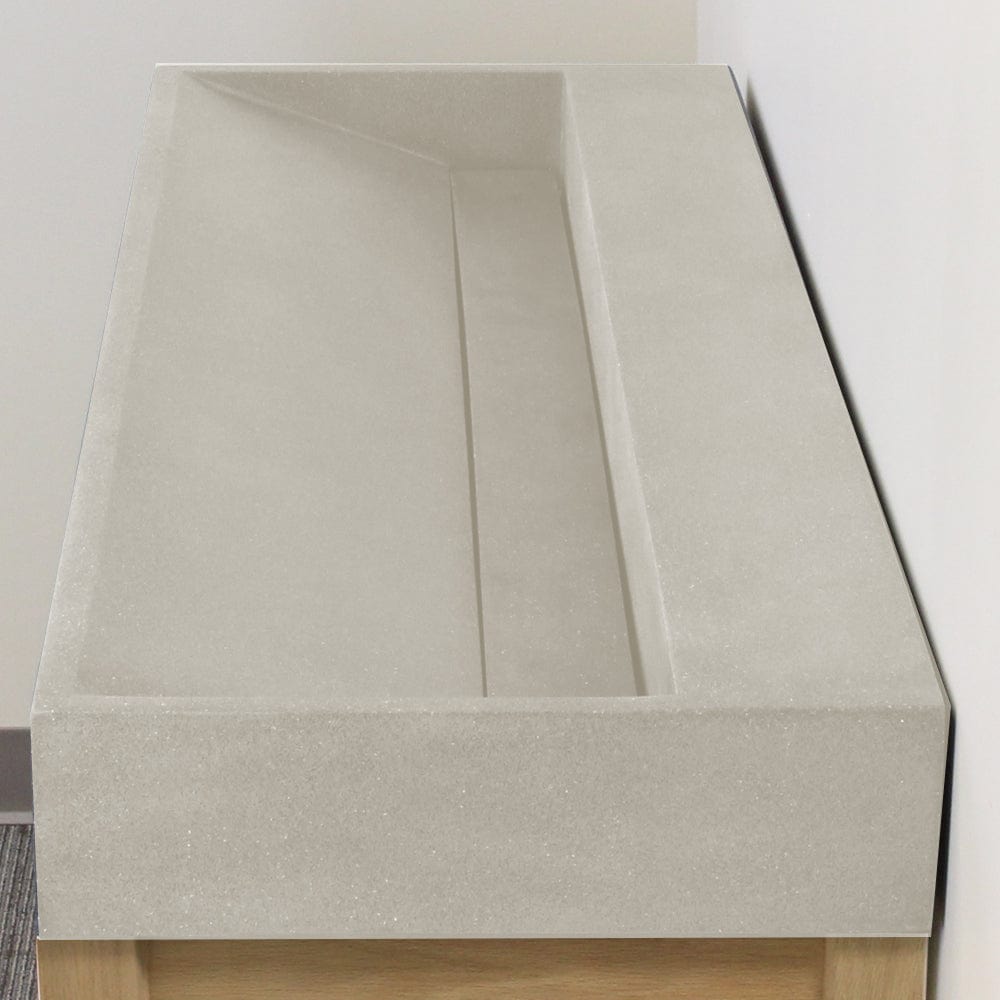 47" Thorold Rectangular Cast Concrete Vessel Sink with Wood Stand - White Sandstone