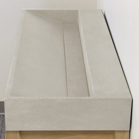 47" Thorold Rectangular Cast Concrete Vessel Sink with Wood Stand - White Sandstone