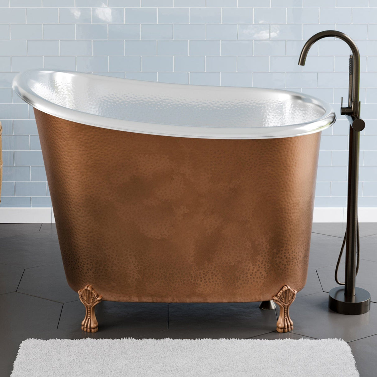 48" Alsta Copper Slipper Clawfoot Soaking Tub - Nickel Interior