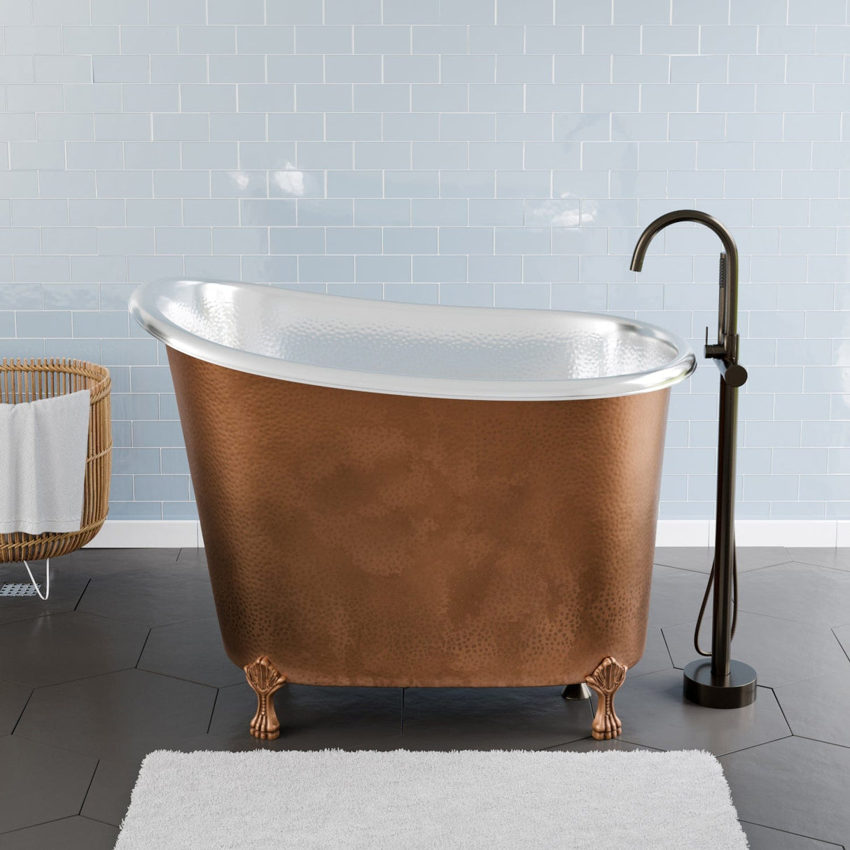 48" Alsta Copper Slipper Clawfoot Soaking Tub - Nickel Interior