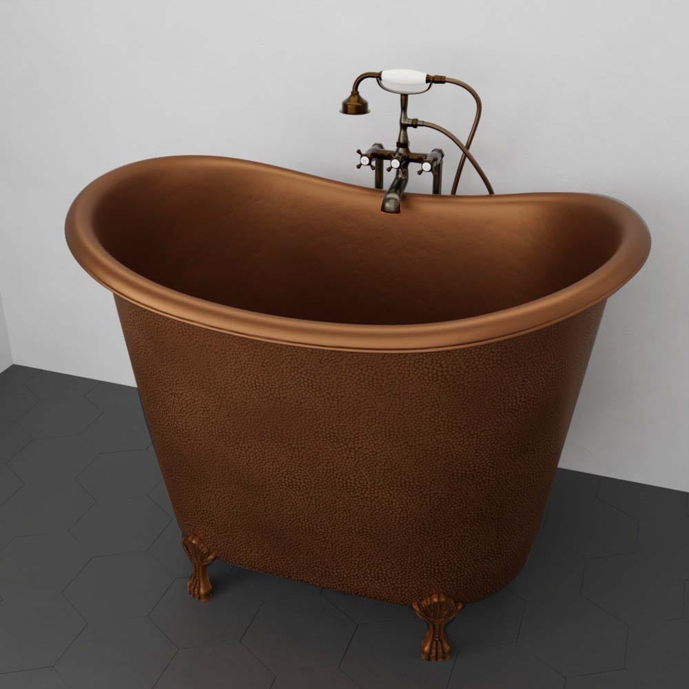 48" Fairfield Hammered Copper Double Slipper Clawfoot Tub