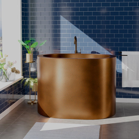 48" Fisk Antique Hammered Copper Japanese Soaking Tub