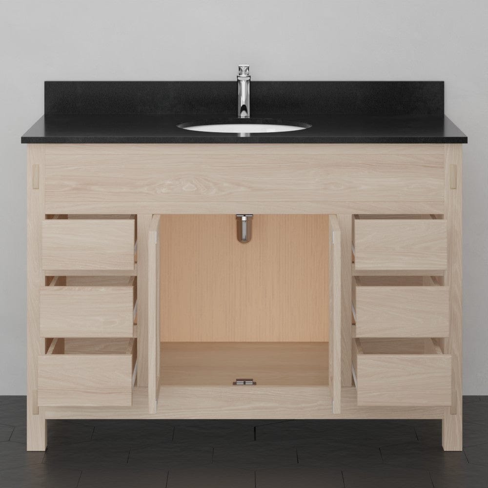 48" Mission 6 Drawer Unfinished Red Oak Vanity for Undermount Sink - Double Door - 34" Height