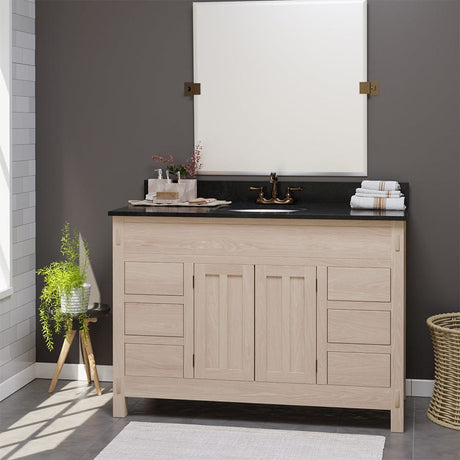 48" Mission 6 Drawer Unfinished Red Oak Vanity for Undermount Sink - Double Door - 34" Height