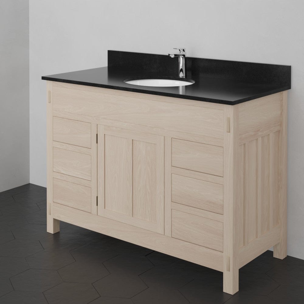 48" Mission 6 Drawer Unfinished Red Oak Vanity for Undermount Sink - Single Door - 34" Height