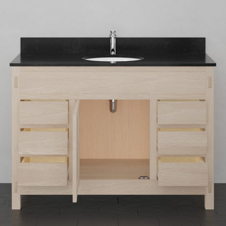 48" Mission 6 Drawer Unfinished Red Oak Vanity for Undermount Sink - Single Door - 34" Height