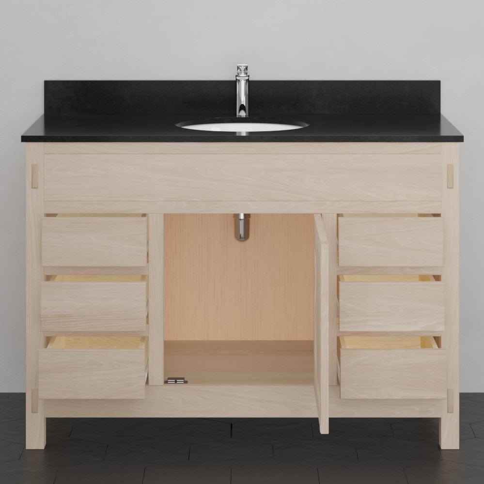 48" Mission 6 Drawer Unfinished Red Oak Vanity for Undermount Sink - Single Door - 34" Height
