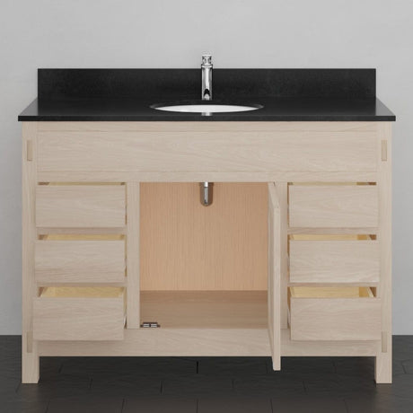 48" Mission 6 Drawer Unfinished Red Oak Vanity for Undermount Sink - Single Door - 34" Height