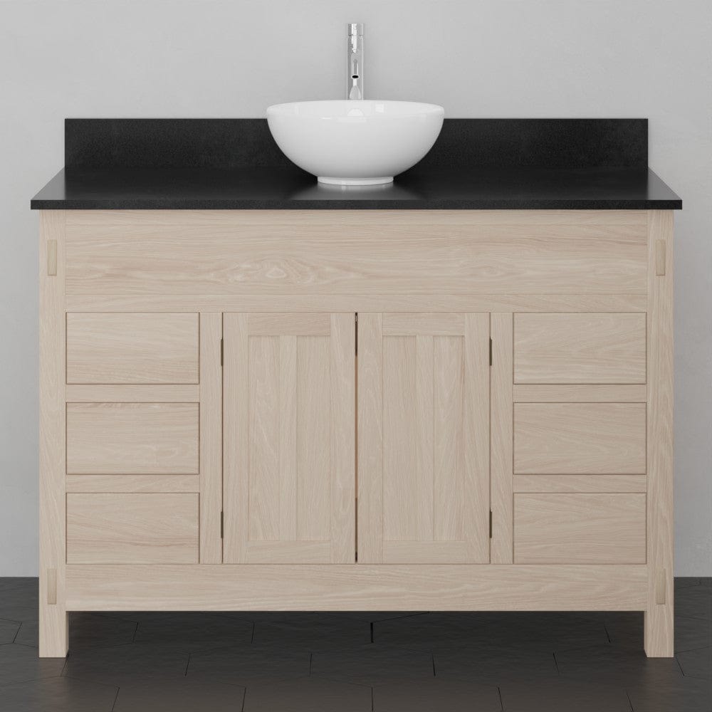 48" Mission 6 Drawer Unfinished Red Oak Vanity for Vessel Sink - Double Door - 34" Height