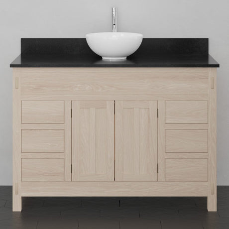 48" Mission 6 Drawer Unfinished Red Oak Vanity for Vessel Sink - Double Door - 34" Height