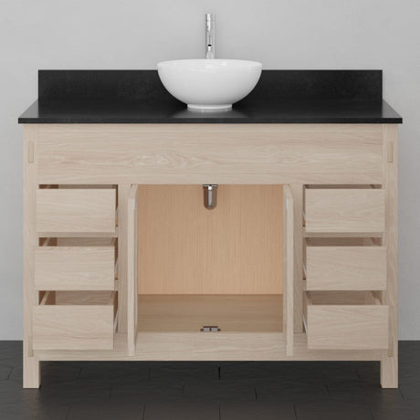 48" Mission 6 Drawer Unfinished Red Oak Vanity for Vessel Sink - Double Door - 34" Height