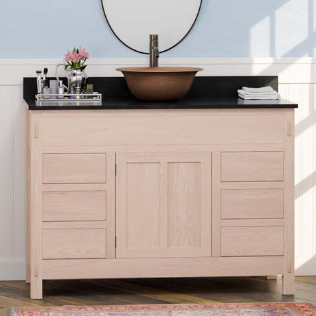 48" Mission 6 Drawer Unfinished Red Oak Vanity for Vessel Sink - Single Door - 34" Height