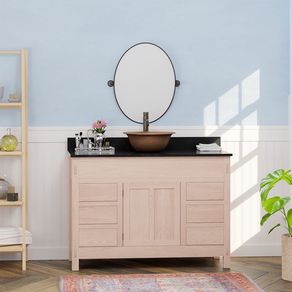 48" Mission 6 Drawer Unfinished Red Oak Vanity for Vessel Sink - Single Door - 34" Height