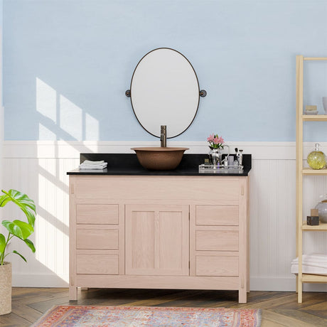 48" Mission 6 Drawer Unfinished Red Oak Vanity for Vessel Sink - Single Door - 34" Height