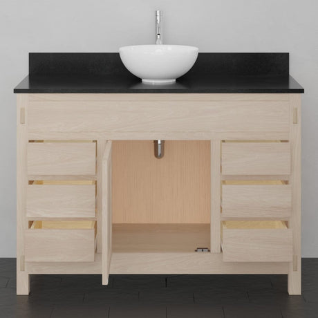 48" Mission 6 Drawer Unfinished Red Oak Vanity for Vessel Sink - Single Door - 34" Height