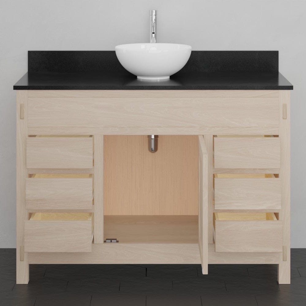 48" Mission 6 Drawer Unfinished Red Oak Vanity for Vessel Sink - Single Door - 34" Height