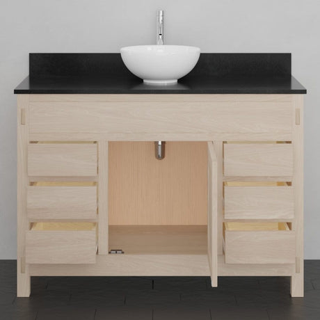 48" Mission 6 Drawer Unfinished Red Oak Vanity for Vessel Sink - Single Door - 34" Height