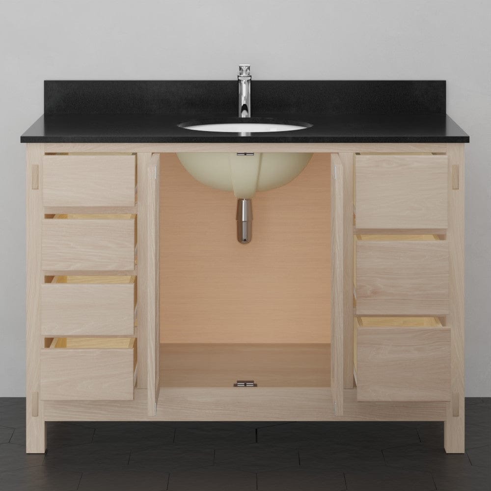 48" Mission 7 Drawer Unfinished Red Oak Vanity for Undermount Sink - 34" Height