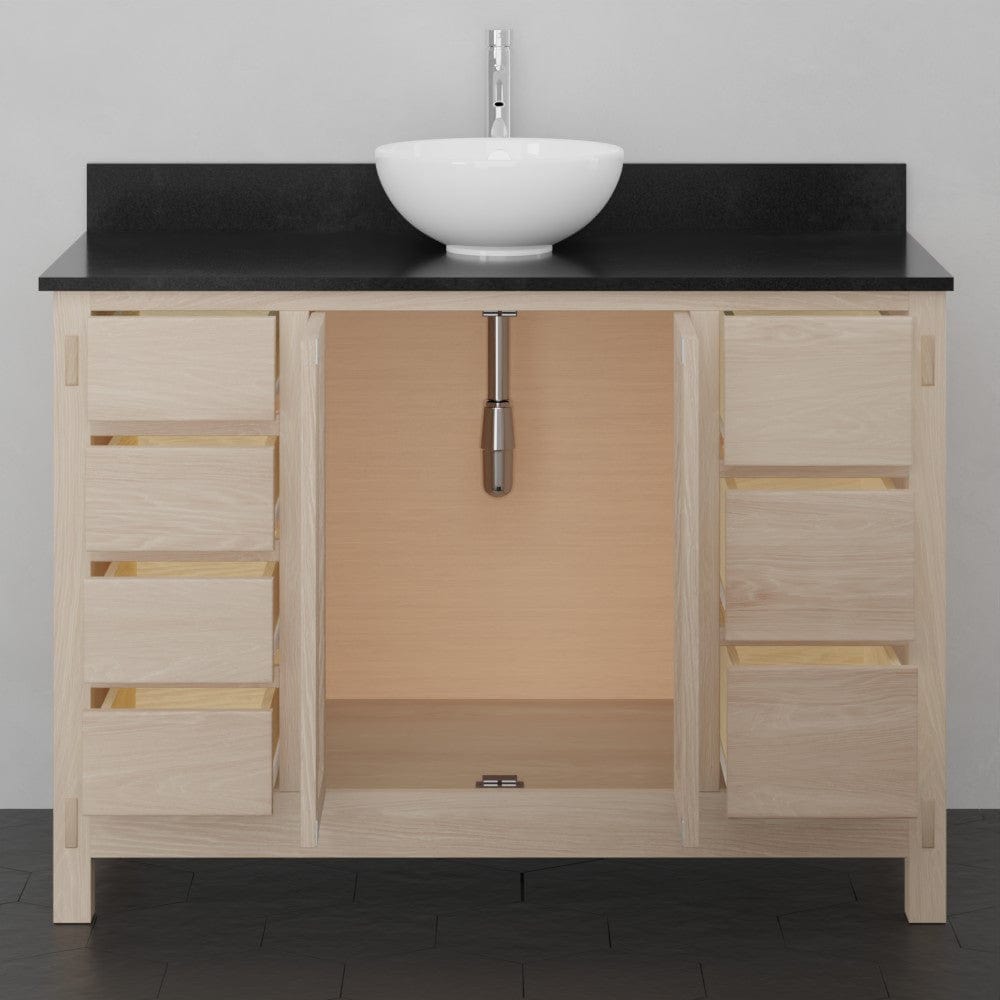 48" Mission 7 Drawer Unfinished Red Oak Vanity for Vessel Sink - 34" Height