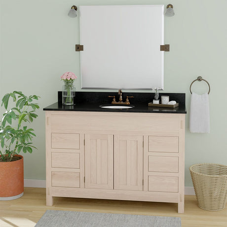 48" Narrow Mission 6 Drawer Unfinished Red Oak Vanity for Undermount Sink - 34" Height