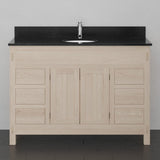 48" Narrow Mission 6 Drawer Unfinished Red Oak Vanity for Undermount Sink - 34" Height